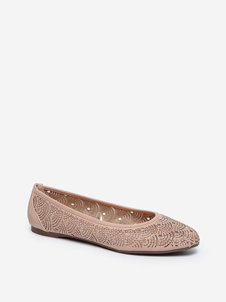 LUNA BLU Pink Laser Cut Ballet Flats