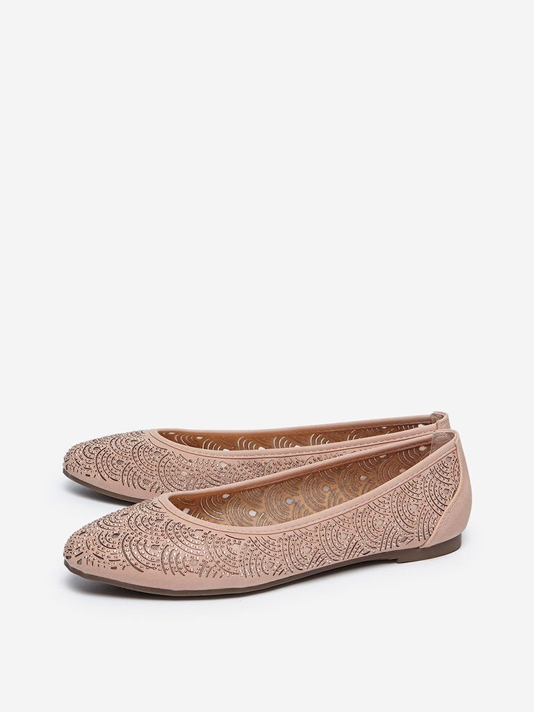 LUNA BLU Pink Laser Cut Ballet Flats