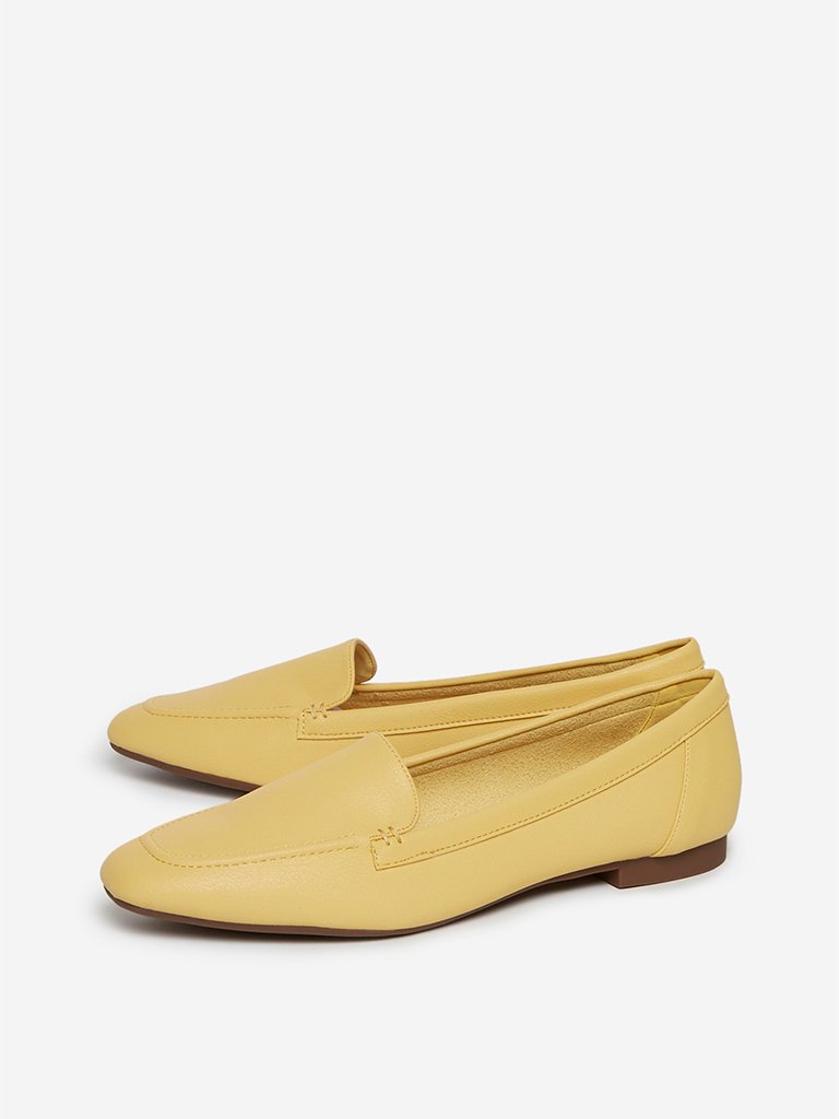 LUNA BLU Yellow Faux Leather Loafers