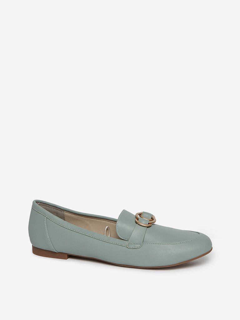LUNA BLU Green Hardware Pattern Loafers