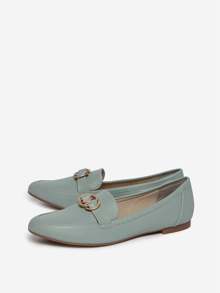 LUNA BLU Green Hardware Pattern Loafers