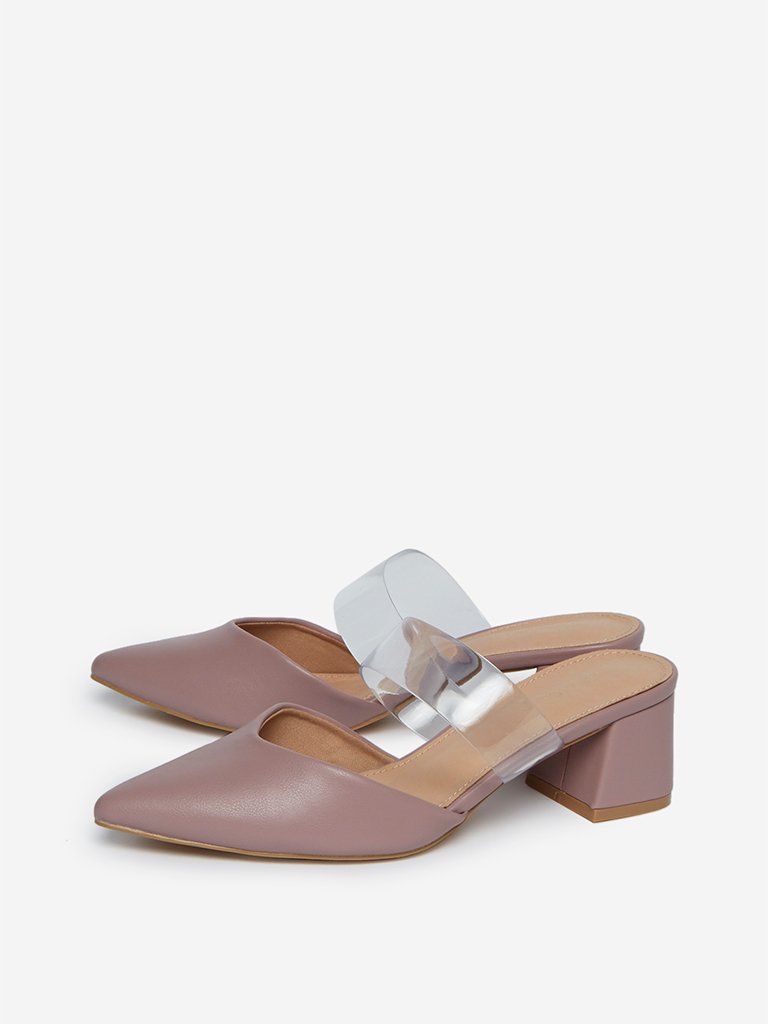 LUNA BLU Dull Pink Block Heel Sandals