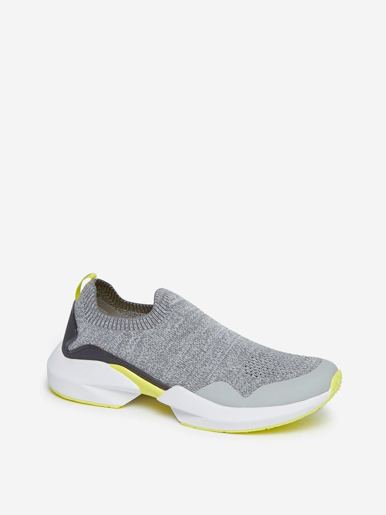 LUNA BLU Grey Knitted Slip-On Sneakers