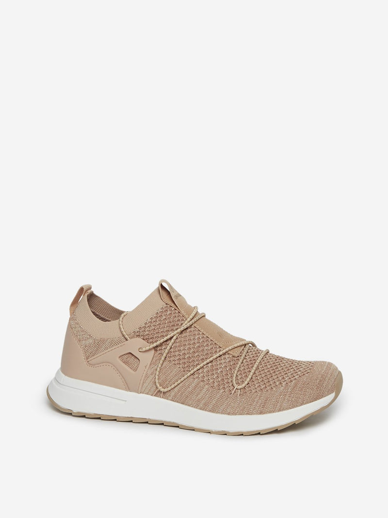 LUNA BLU Beige Knit Profile Sneakers