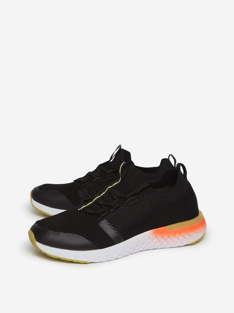 LUNA BLU Black Mesh Pattern Chunky Sneakers