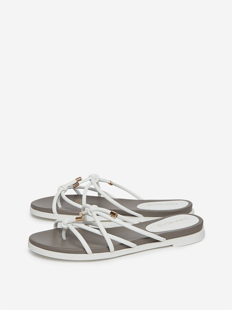 LUNA BLU White Knot Pattern Sandals