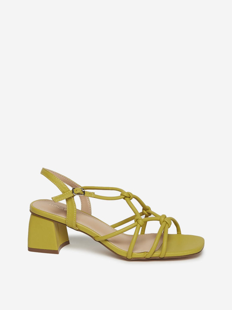 LUNA BLU Lime Knot Pattern Block Heel Sandals