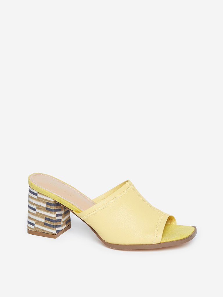 LUNA BLU Yellow Block-Heeled Mules
