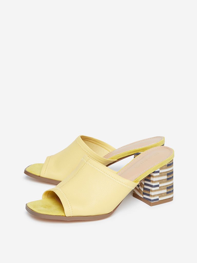 LUNA BLU Yellow Block-Heeled Mules