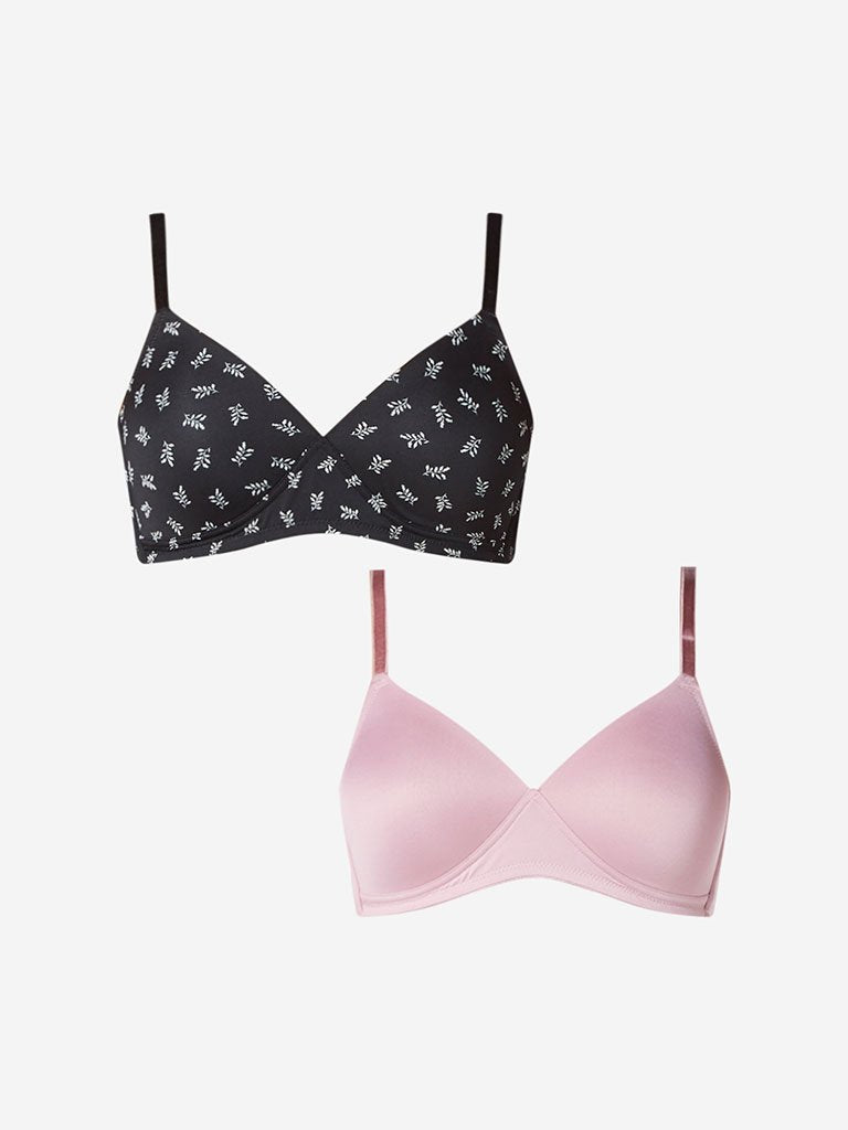 Wunderlove Black Non-Wired Padded Bra Set Of Two