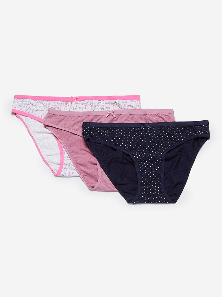 Wunderlove Pink Bikini Briefs Pack Of Three