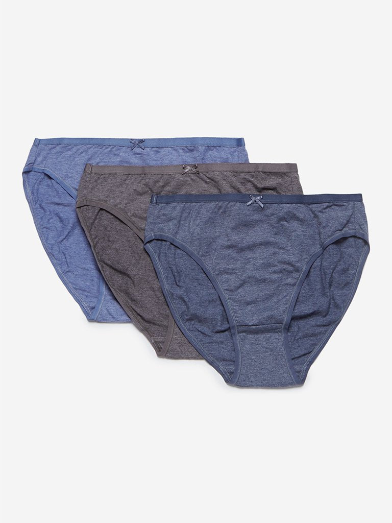 Wunderlove Grey High-Leg Briefs Pack of Three