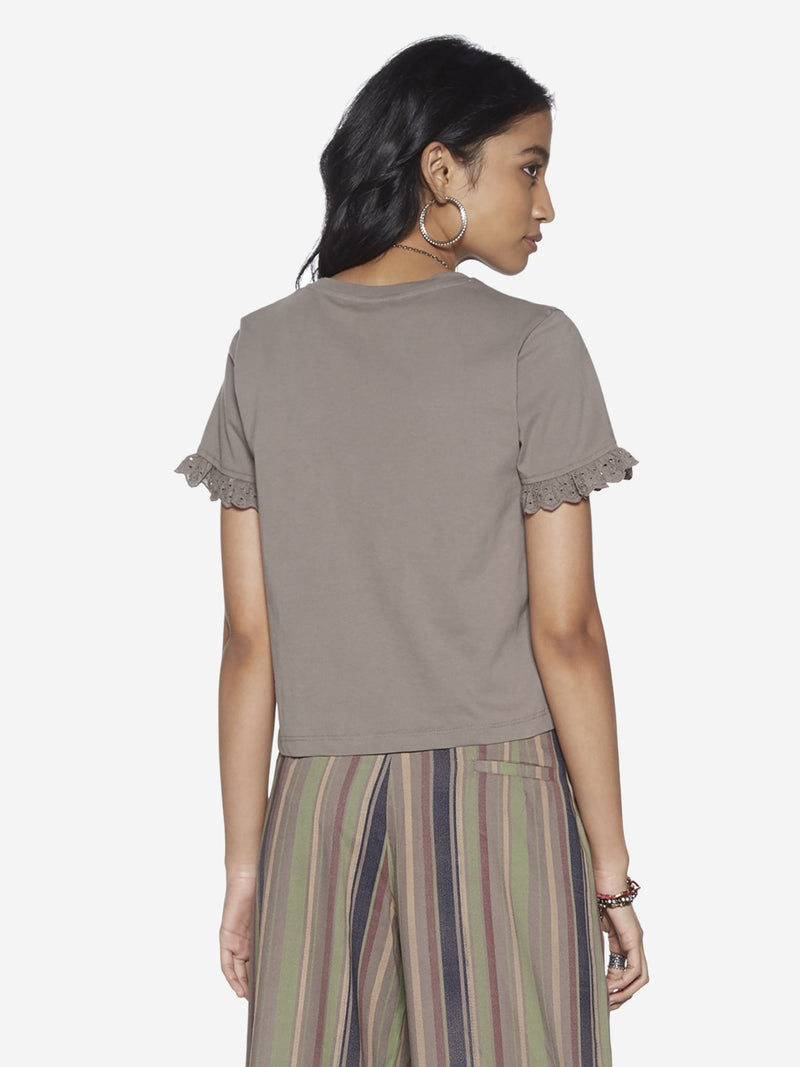 Bombay Paisley Grey Broderie Anglaise Top