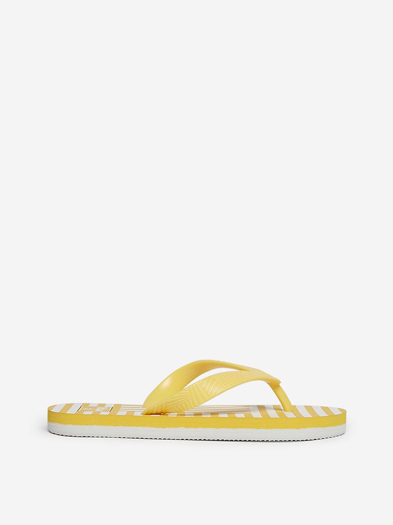 Yellow Kids Yellow Striped Flip-Flops