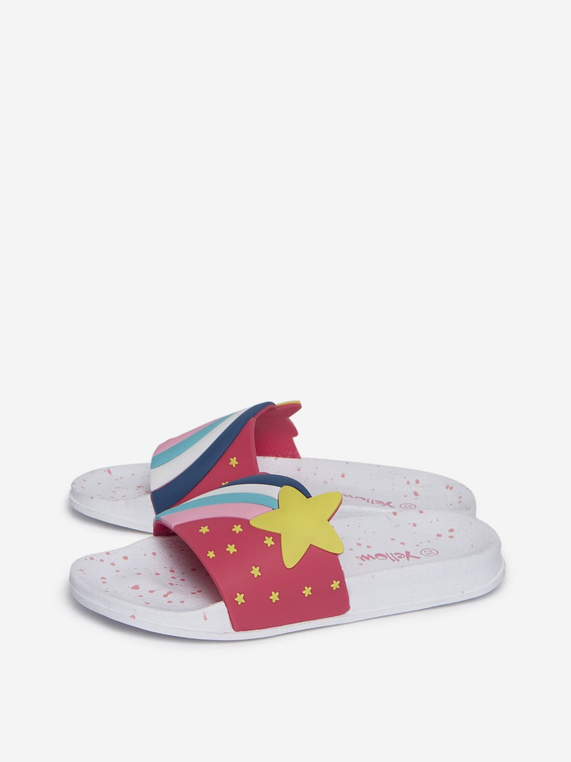 Yellow Kids White Star Design Sandals