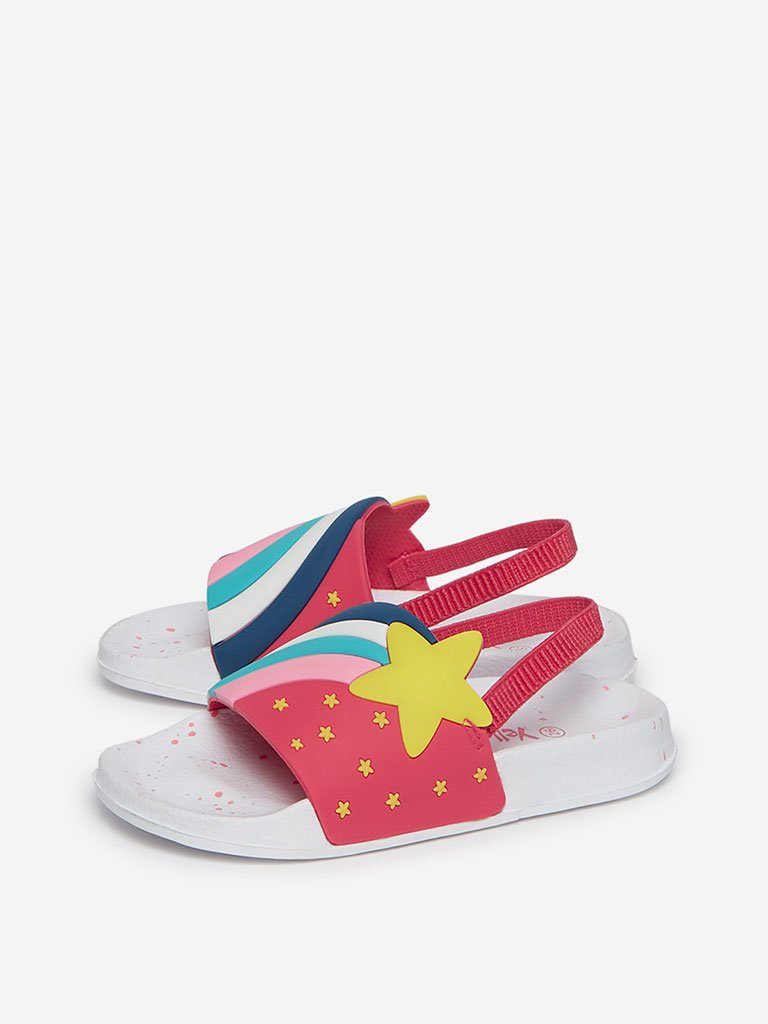 Yellow Kids White Star Design Sandals
