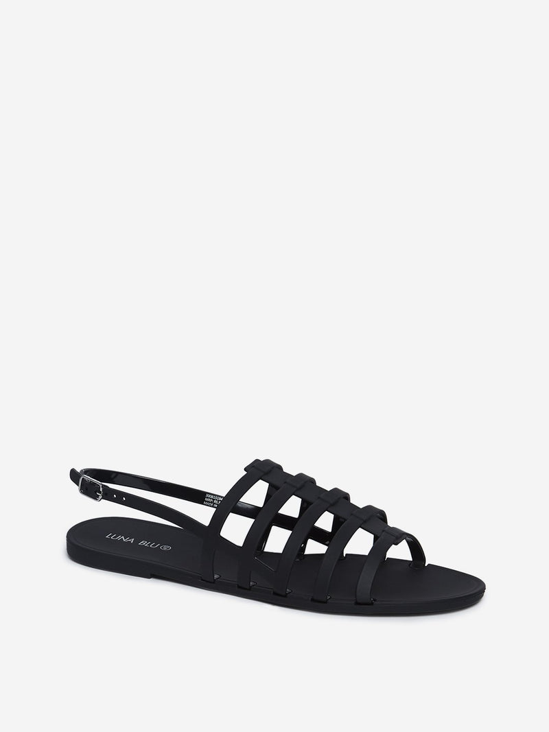 LUNA BLU Black Strapped Pool Sandals