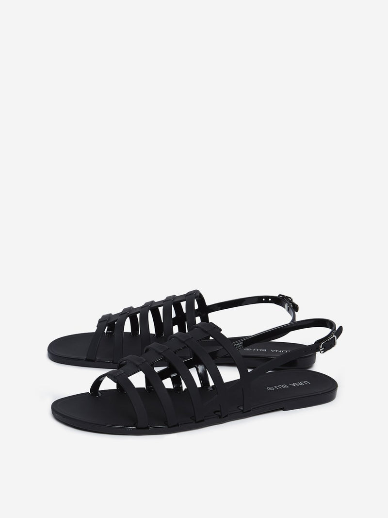 LUNA BLU Black Strapped Pool Sandals