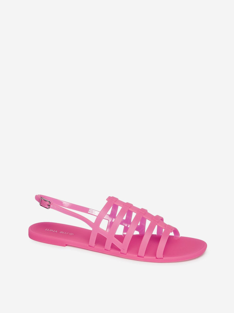 LUNA BLU Neon Pink Strapped Pool Sandals