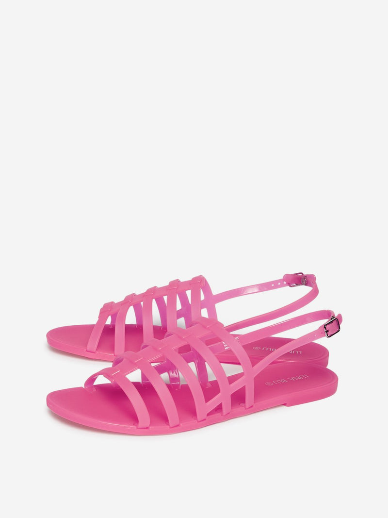LUNA BLU Neon Pink Strapped Pool Sandals