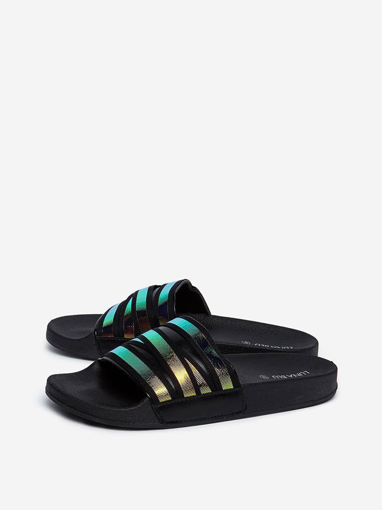 LUNA BLU Black Iridescent Design Slides