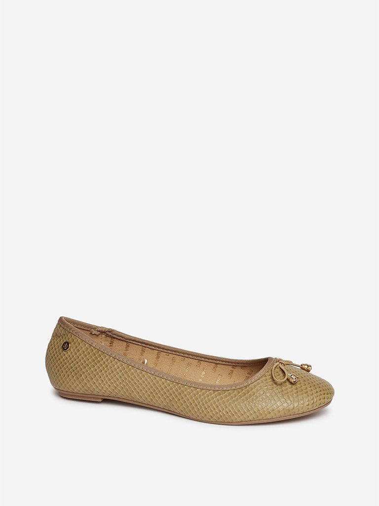 LUNA BLU Khaki Snake Pattern Ballet Flats