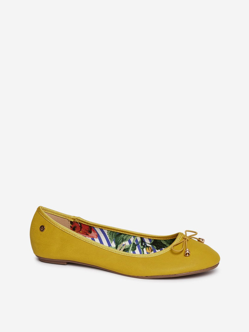LUNA BLU Ochre Bow Design Ballet Flats