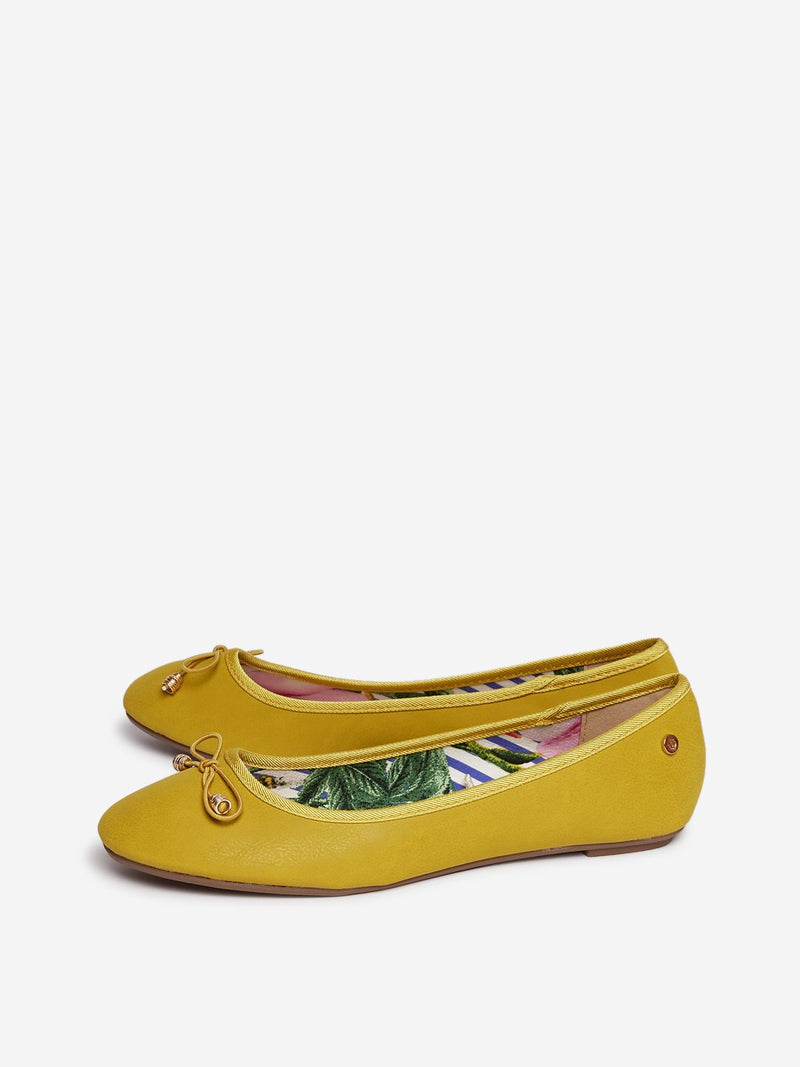 LUNA BLU Ochre Bow Design Ballet Flats