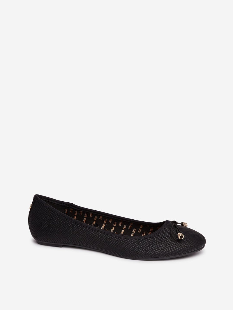 LUNA BLU Black Self-Textured Ballet Flats