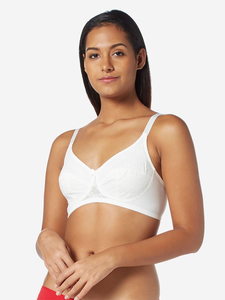 Wunderlove Off-White Floral Non-Padded Bra