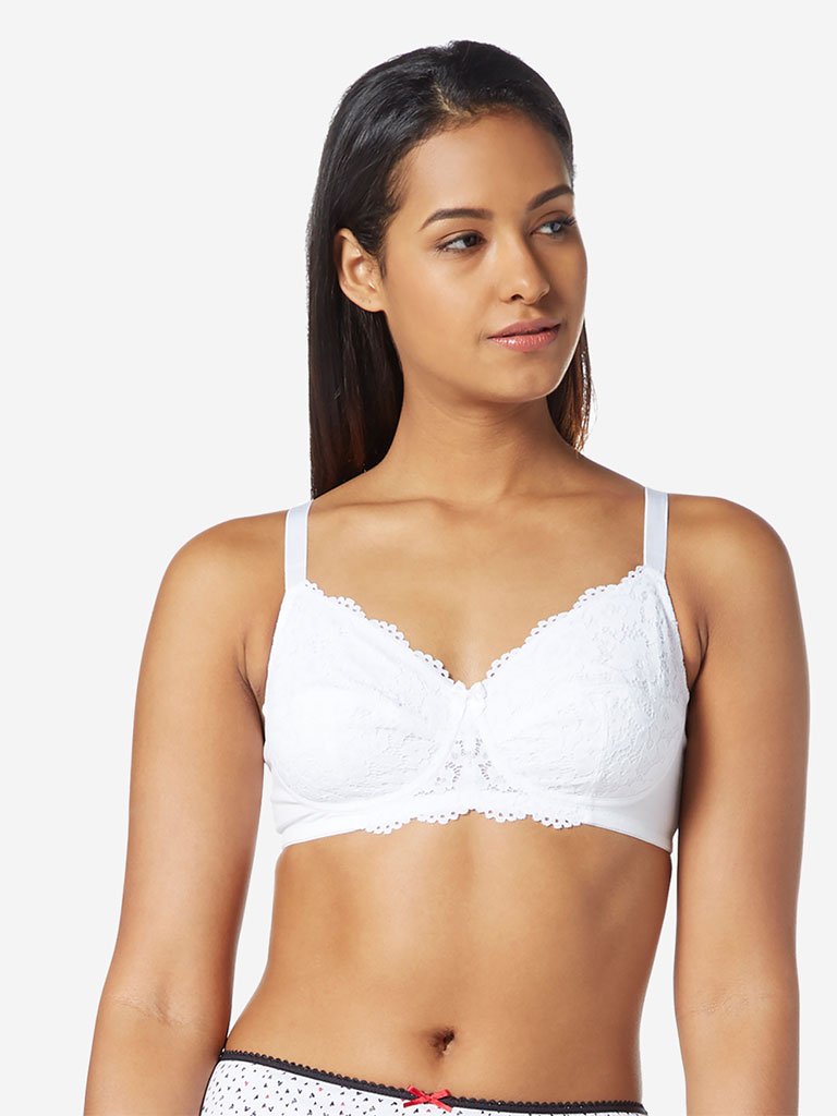 Wunderlove White Floral Non-Padded Lucy Lace Bra