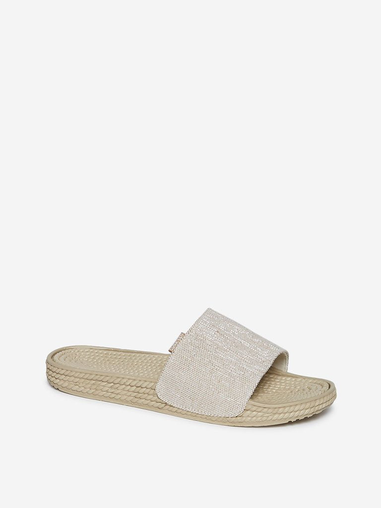 LUNA BLU Beige Rope Textured Pool Slides