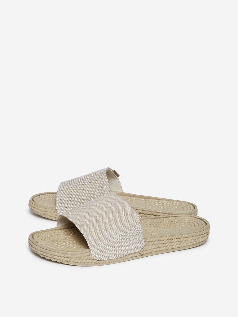 LUNA BLU Beige Rope Textured Pool Slides