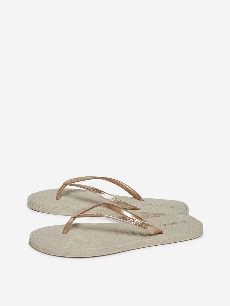LUNA BLU Beige Rope Textured Pool Flip-Flops