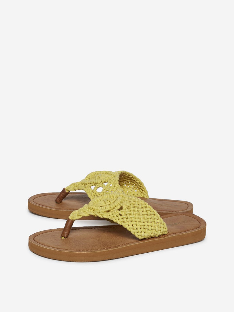 LUNA BLU Yellow Crochet Detailed Flip-Flops