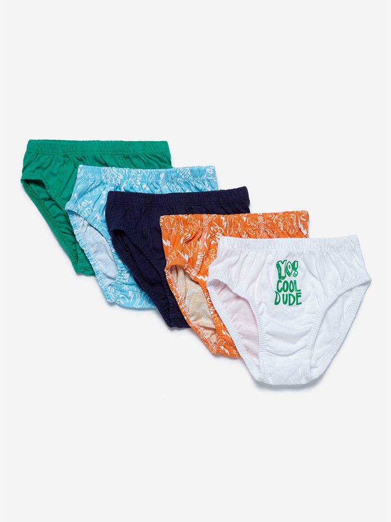 HOP Kids Green Briefs Pack Of Five