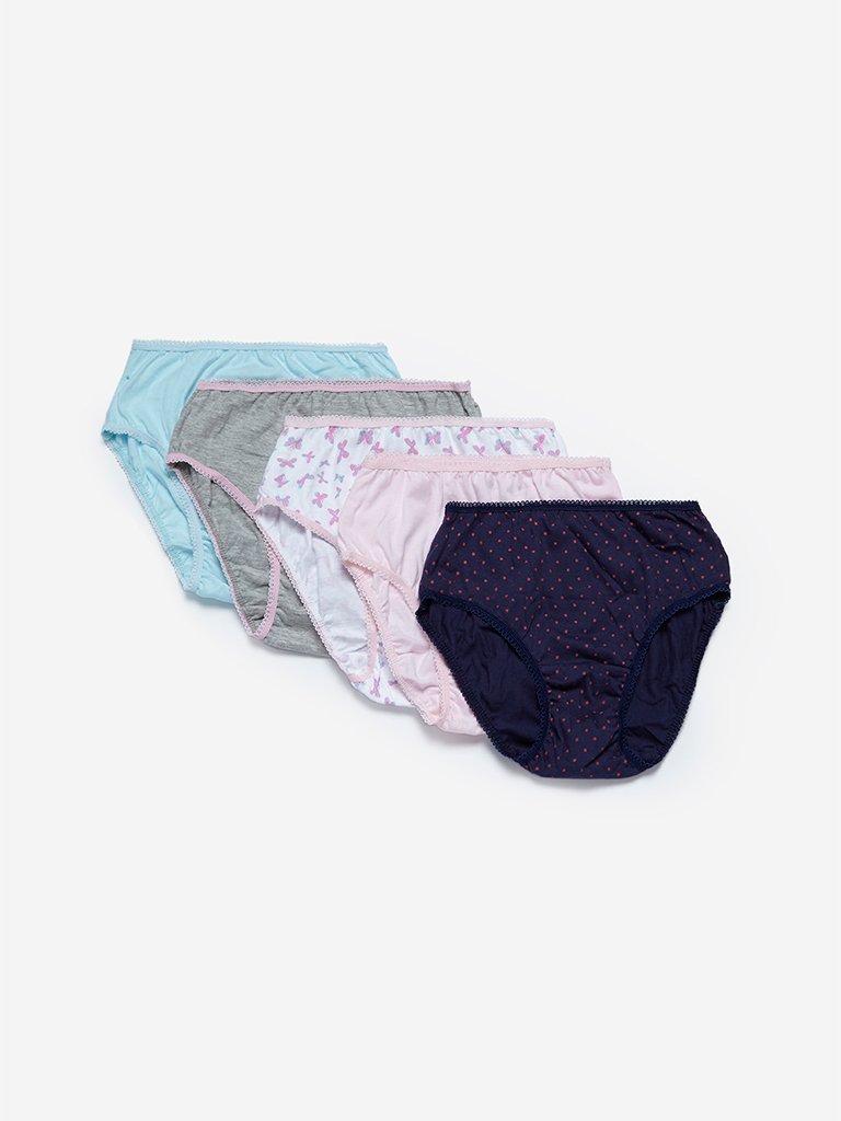 Y&F Kids Pink Printed Briefs Set Of Five