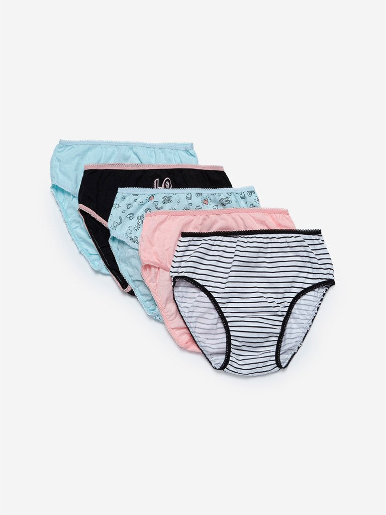 Y&F Kids Coral Printed Briefs Set Of Five
