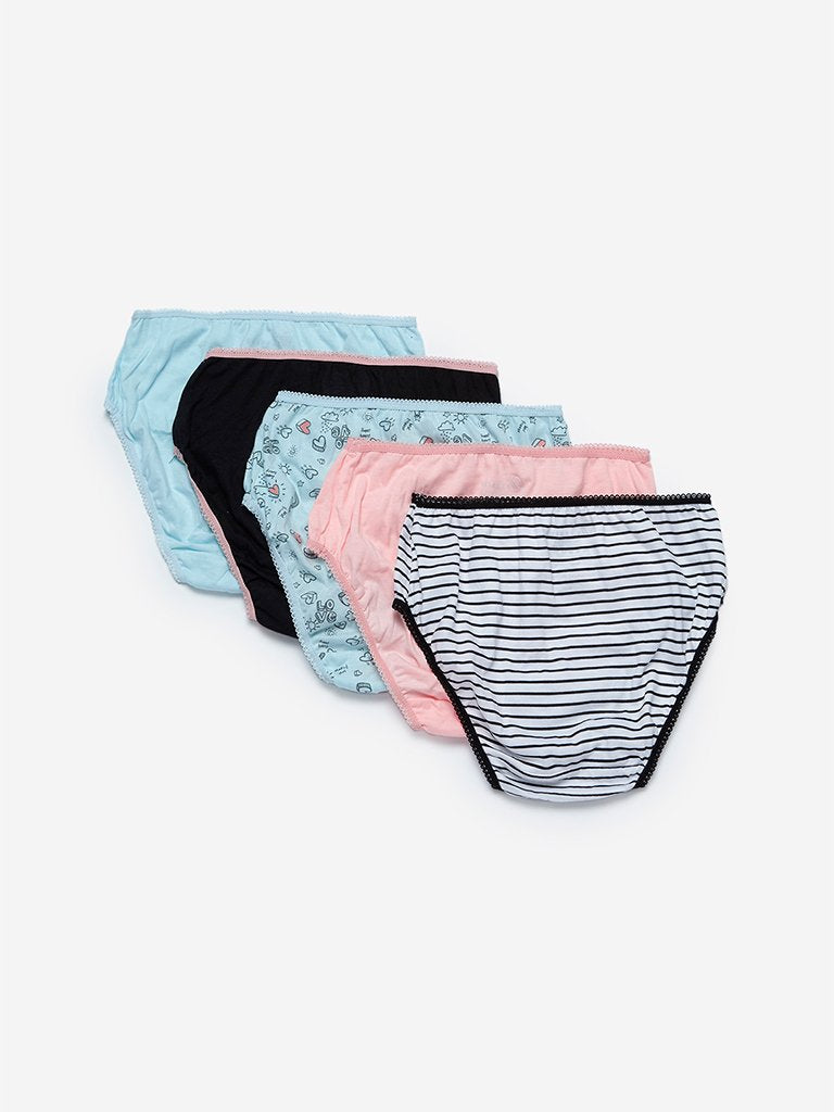 Y&F Kids Coral Printed Briefs Set Of Five