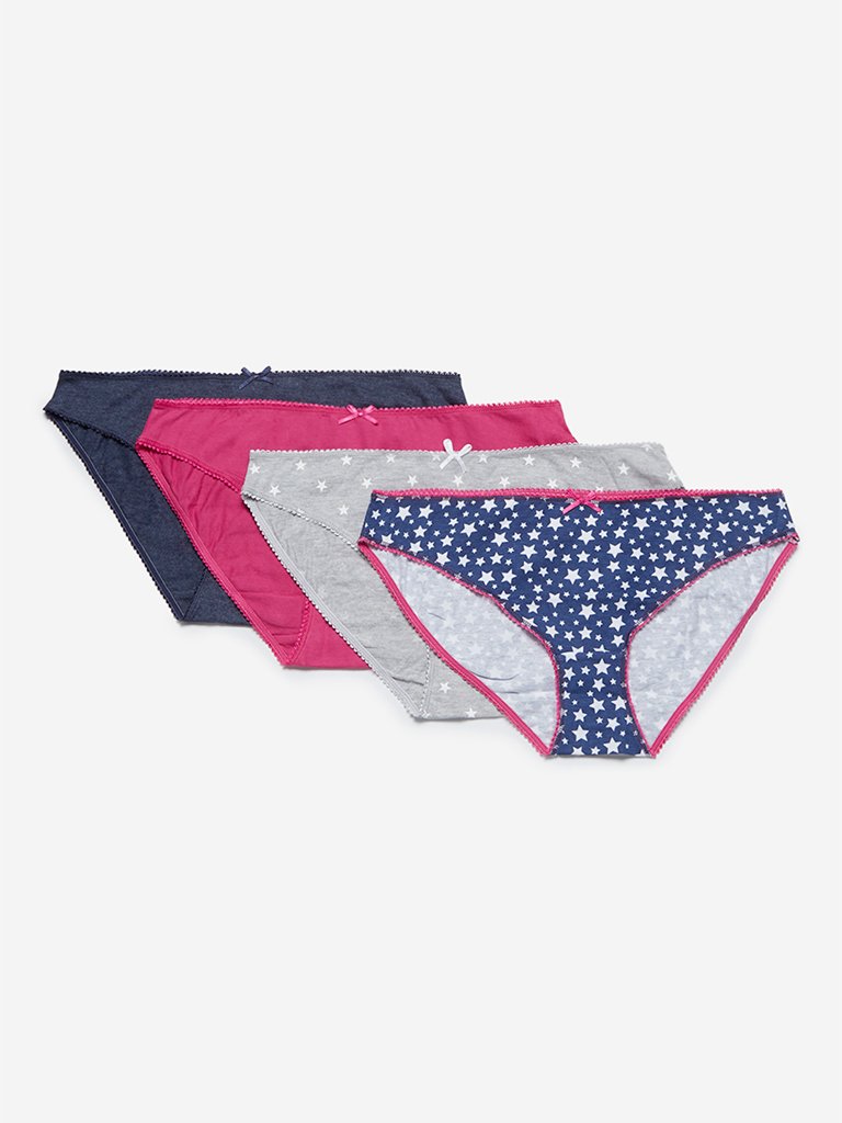 Wunderlove Blue Bikini Briefs Pack of Four