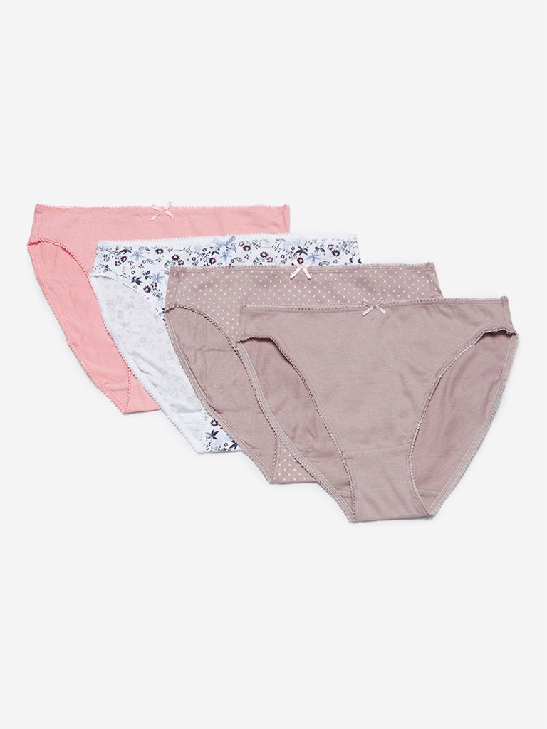 Wunderlove Taupe Hi-Leg Briefs Pack Of Four