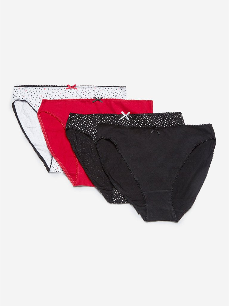 Wunderlove Black High-Leg Briefs Pack of Four