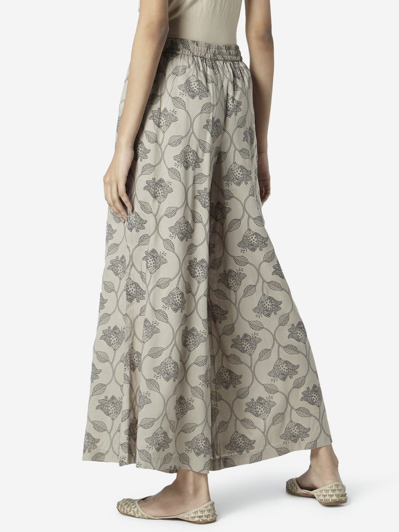 Zuba Light Grey Floral Printed Palazzos