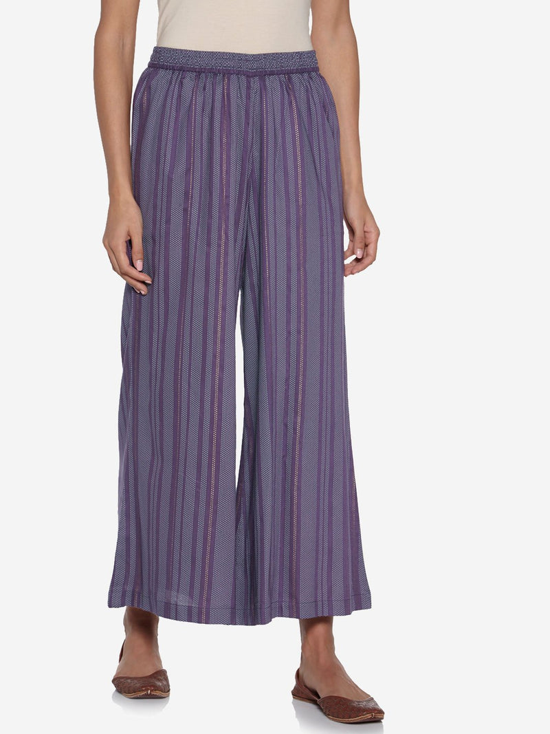 Zuba Purple Striped Palazzos