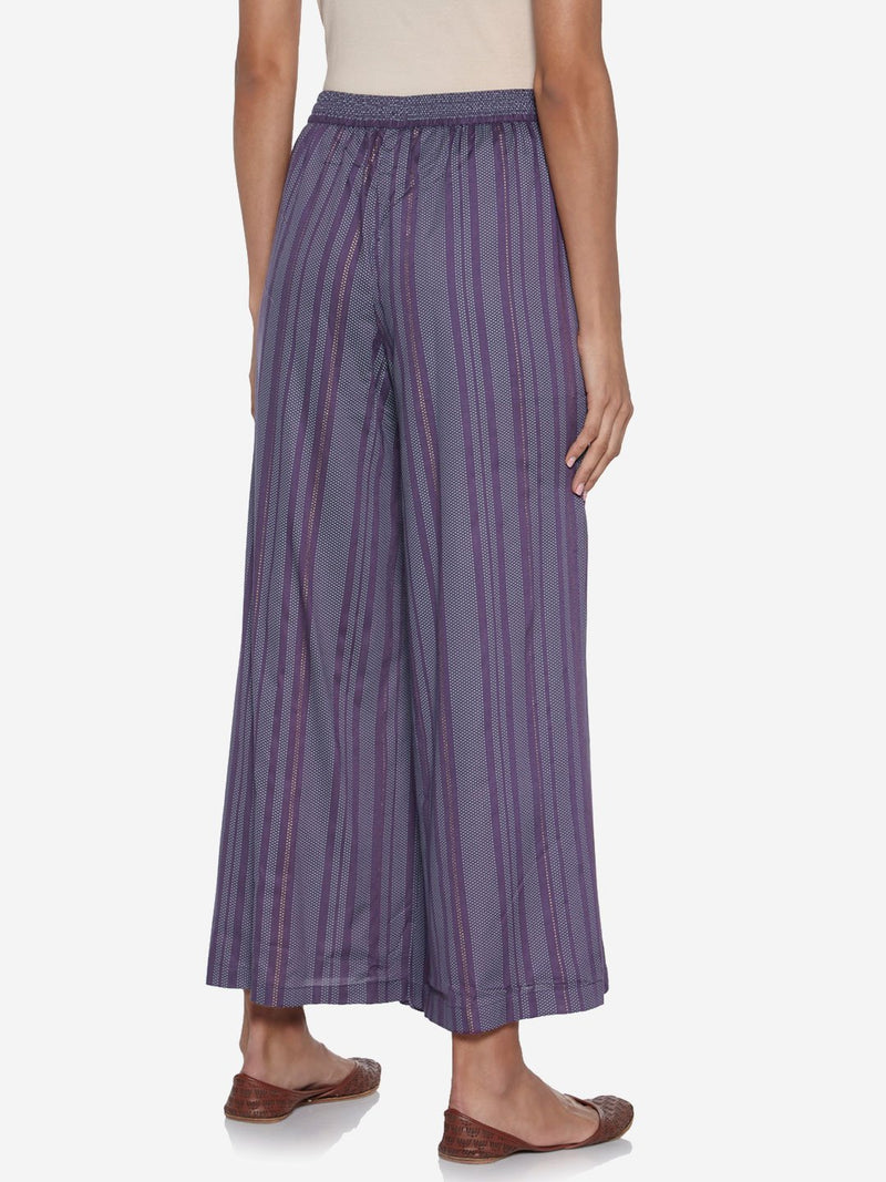 Zuba Purple Striped Palazzos