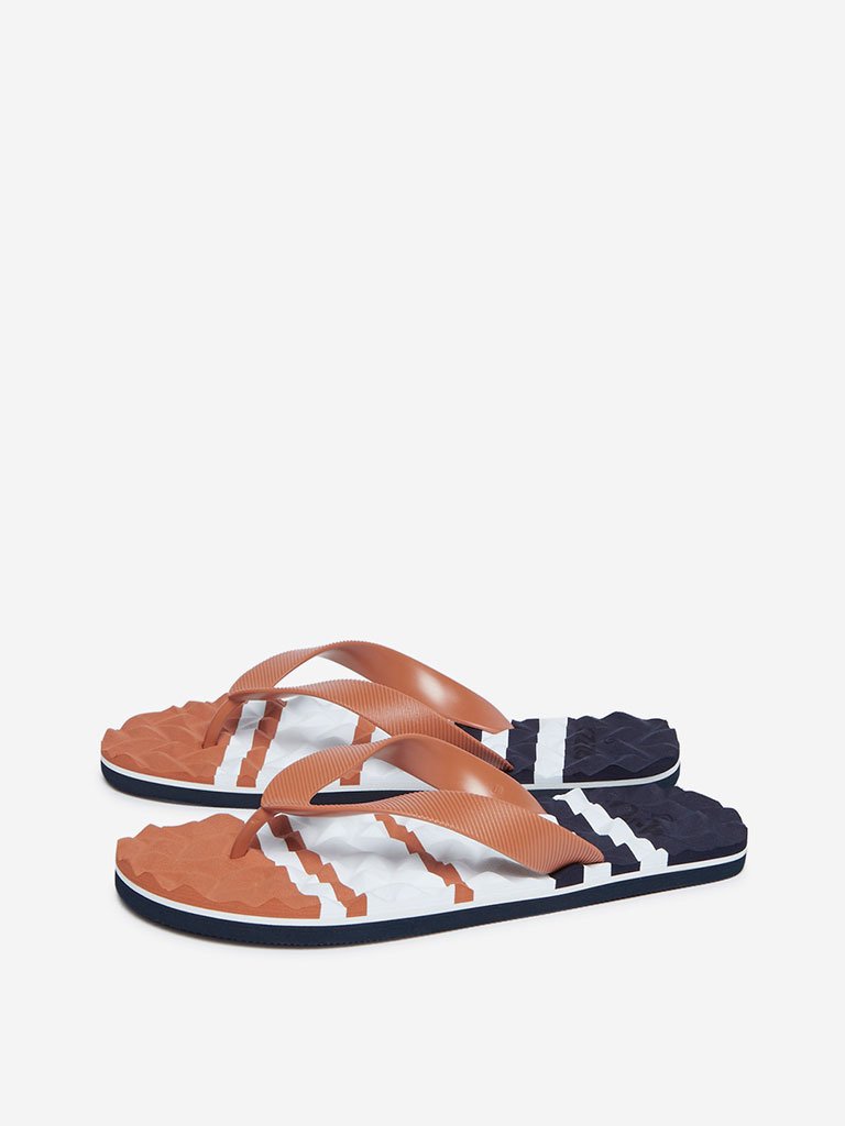 SOLEPLAY Tan Panel-Print Flip-Flops