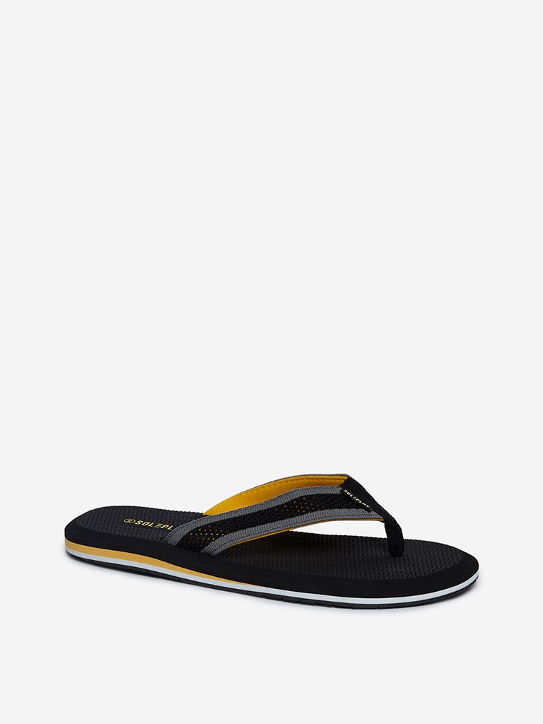 SOLEPLAY Black Textured Flip-Flops