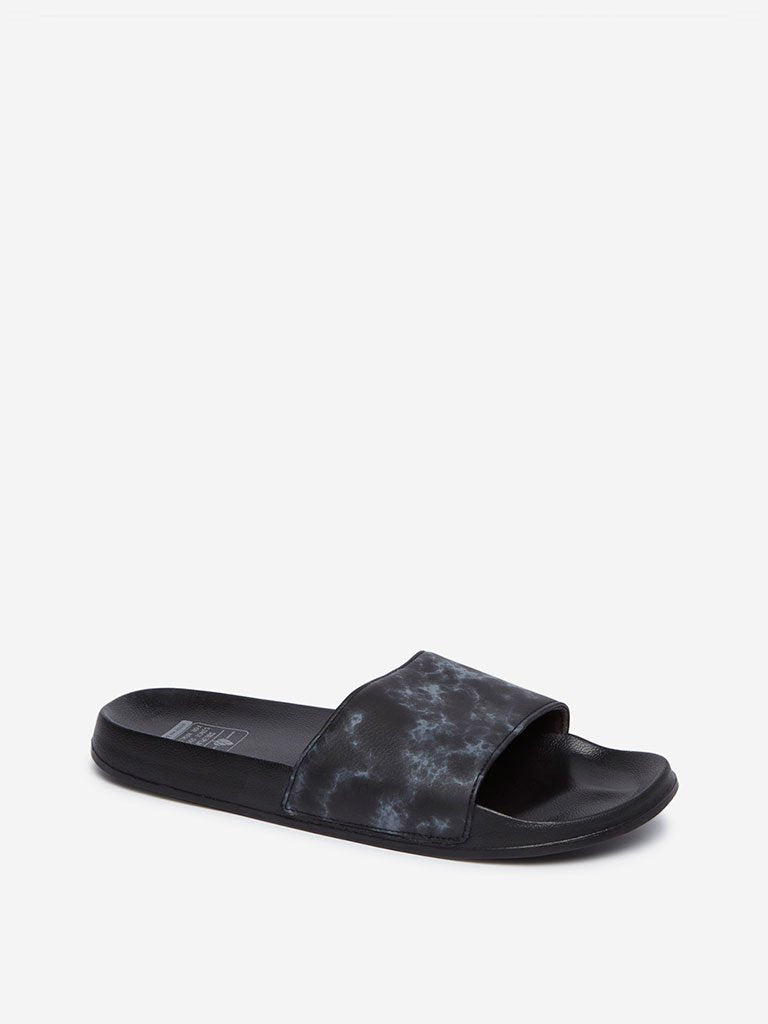 SOLEPLAY Black Marble Print Slides