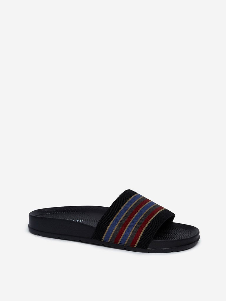 SOLEPLAY Black Striped Slides