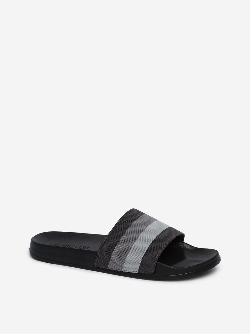 SOLEPLAY Black Striped Slides